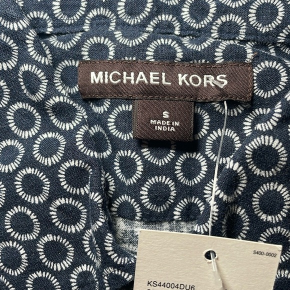 Michael Kors navy with white circle print s/s sz S - Picture 2 of 5